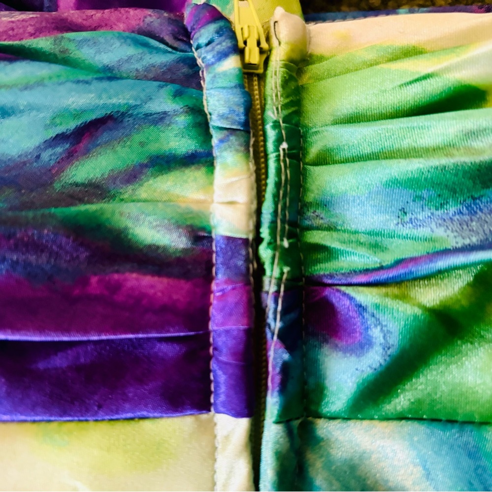 Masquerade XS Strapless Watercolor Dress in Purple and Green with Beaded Bodice - Picture 16 of 16